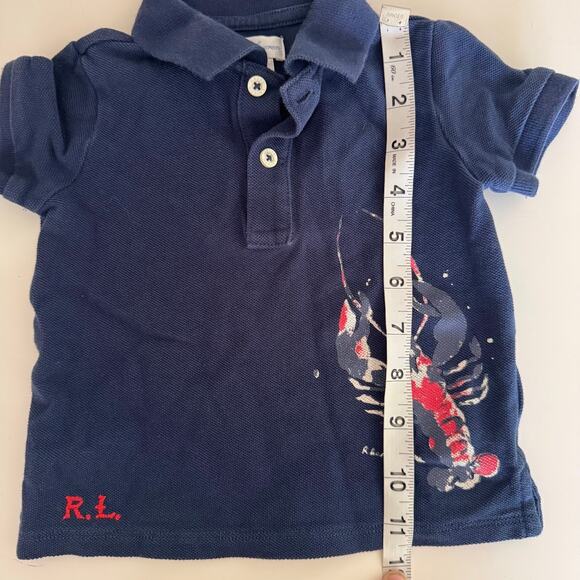 Ralph Lauren Baby Navy Blue Polo Tie Dye Lobster Shirt Size 9M - Picture 4 of 6